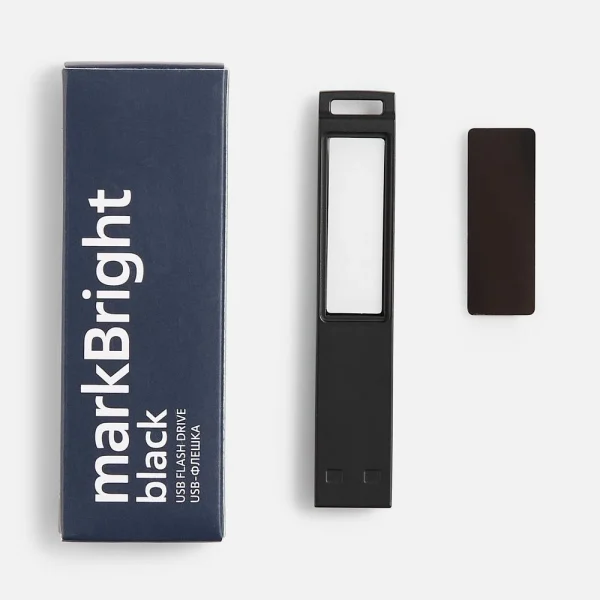 Флешка с подсветкой логотипа markBright Black