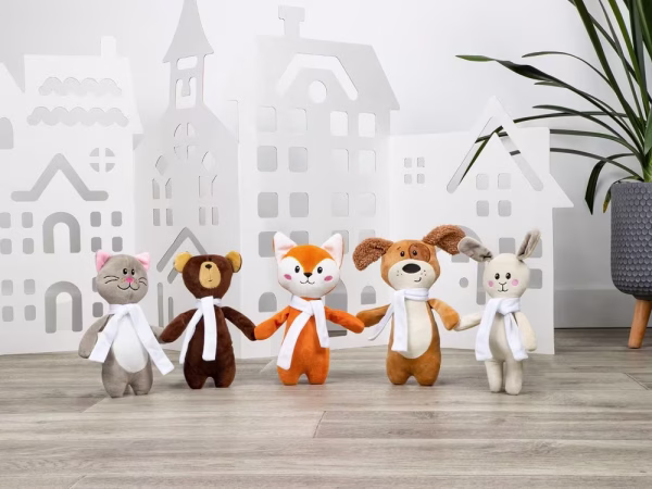 Мягкая игрушка Beastie Toys, мишка с белым шарфом